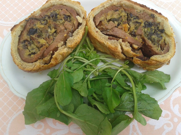 LANGUE EN CROÛTE AVEC SA FARCE AU CHAMPIGNONS NOIRS