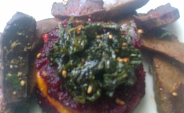PUREE DE BETTERAVE A LA MANGUE AVEC FOIE DE BOEUF